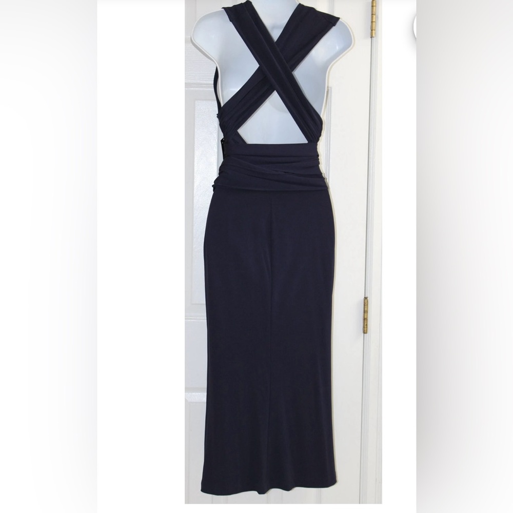 Ralph Lauren Black Label Navy Elegant Backless Dress